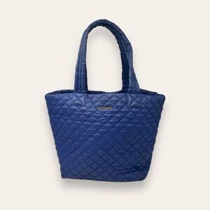 MZ Wallace Metro Tote Quilted Navy Blue Dual Handle Travel Work Everyday Bag